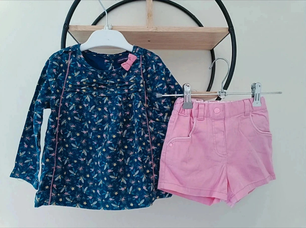 23 24 mois 2 ans ensemble blouse sergent major (24 mois) et short tex (23 mois)